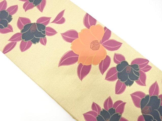 JAPANESE FUKURO OBI / WOVEN CAMELLIA